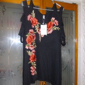 New Black with Rose Women Top